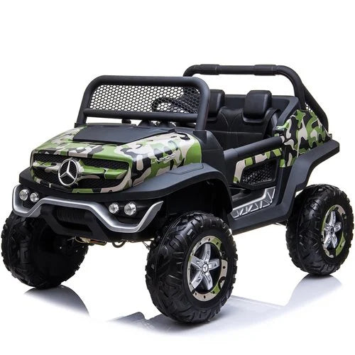 Mercedes Unimog 12V 2-persoons kinderauto Camouflage