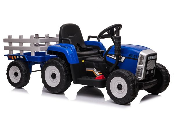 Trekker met aanhangwagen 12V Blauw