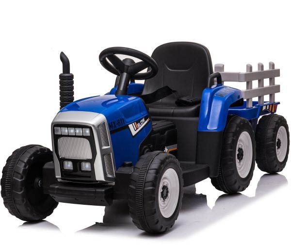 Trekker met aanhangwagen 12V Blauw