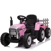 Trekker met aanhangwagen 12V Roze