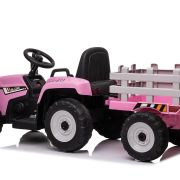 Trekker met aanhangwagen 12V Roze