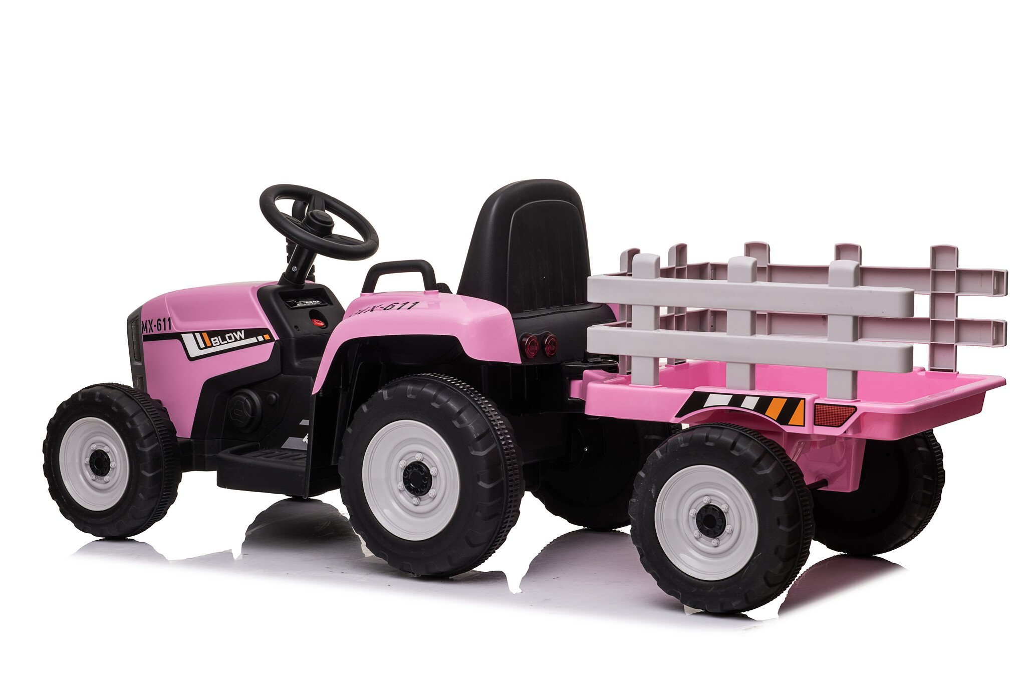 Trekker met aanhangwagen 12V Roze