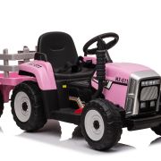 Trekker met aanhangwagen 12V Roze
