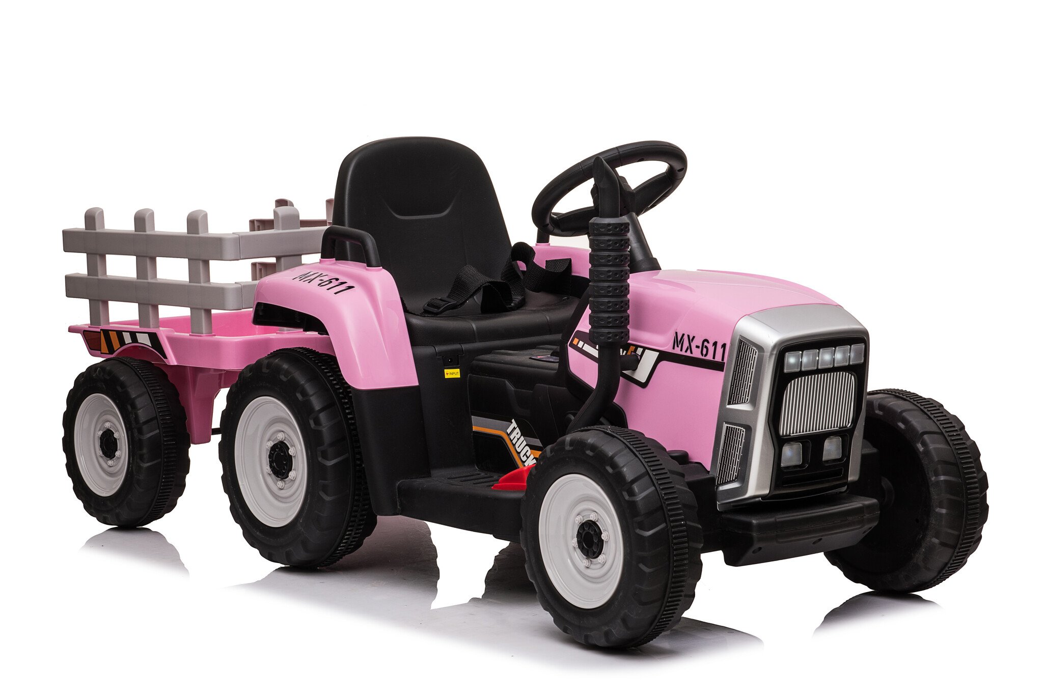 Trekker met aanhangwagen 12V Roze