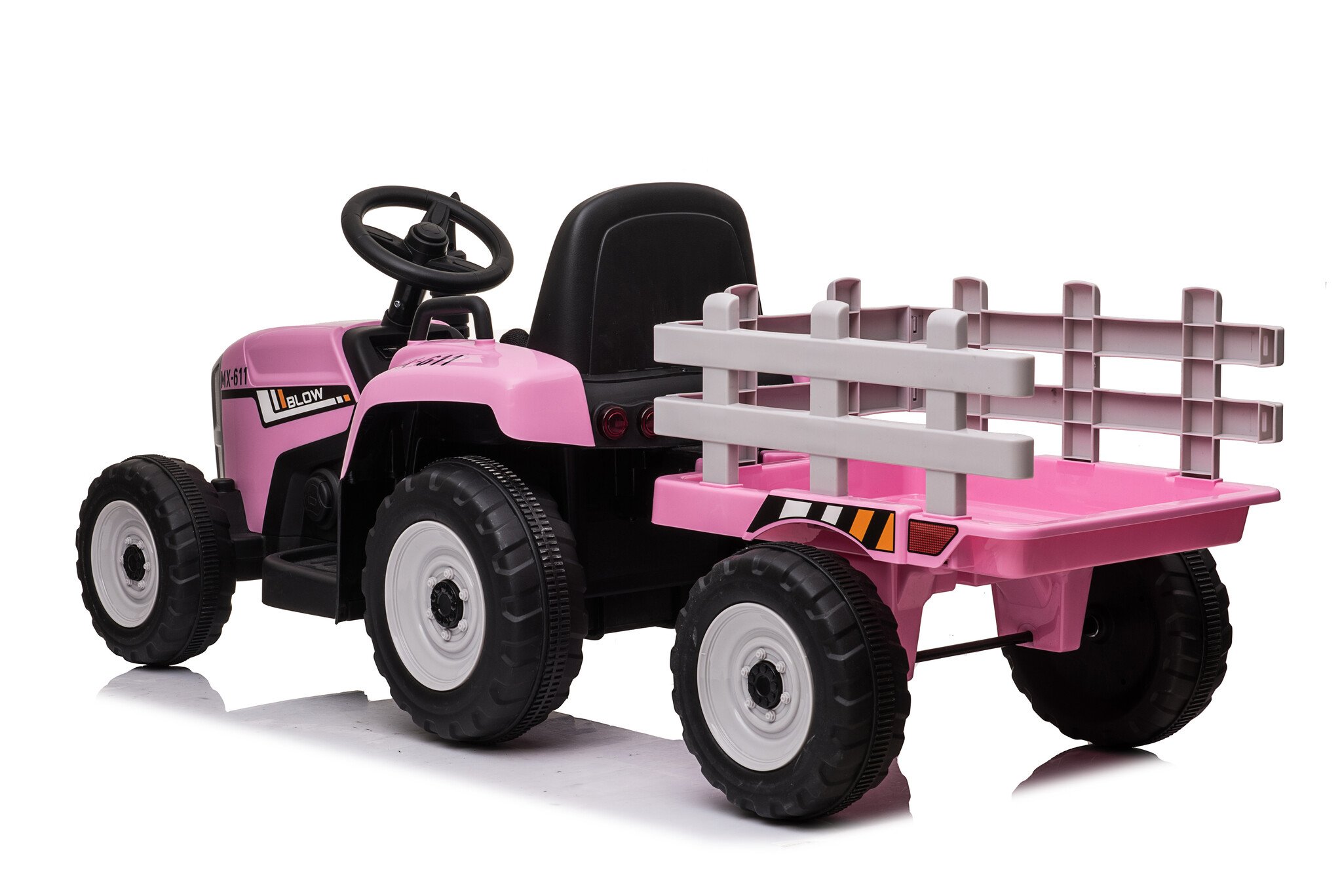 Trekker met aanhangwagen 12V Roze