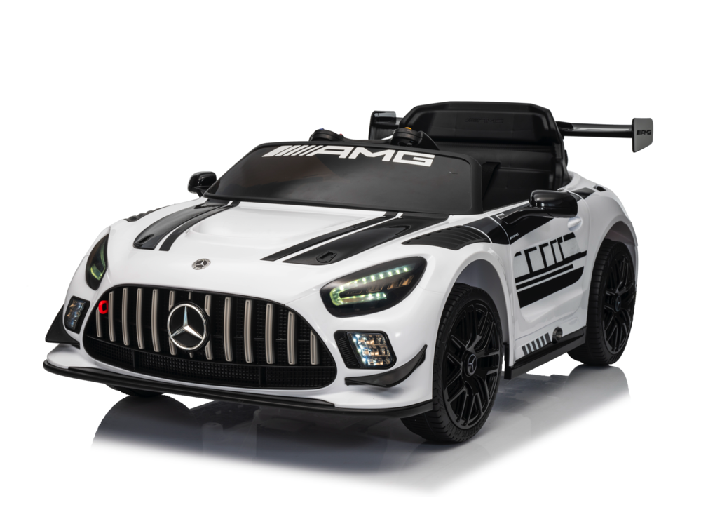 BBH033-white-0.png Mercedes-Benz GT3 AMG 12 volt elektrische kinderauto met rubberen banden, leder zitje en meer! - Afbeelding 1