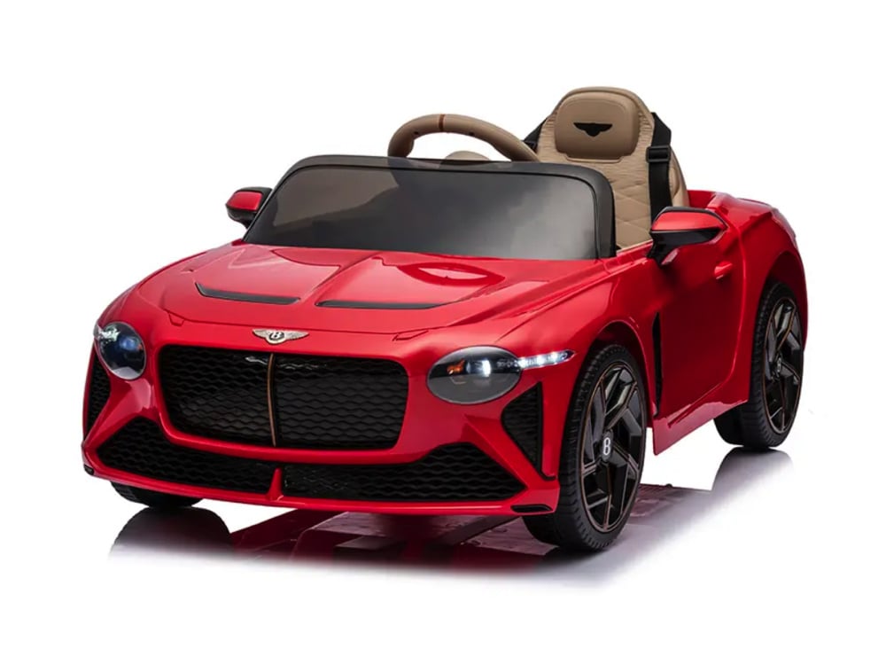 JE1008-red-0.jpg Bentley Bacalar, 12 volt elektrische kinderauto, leder zitje, rubberen banden en meer. - Afbeelding 1