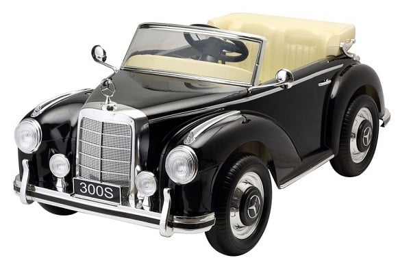 LS618-black-0.jpg Mercedes-Benz 300S Classic, 12V elektrische kinderauto met EVA banden en kunstleder zitje! - Afbeelding 1