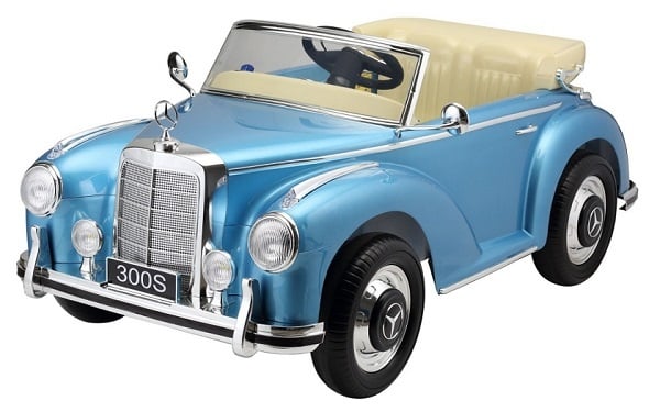 LS618-blue-0.jpg Mercedes 300S classic, 12 volt elektrische kinderauto met rubberen banden! - Afbeelding 1