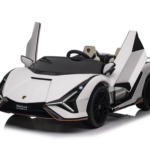 Lamborghini Sian, 2-persoons 24 volt elektrische kinderauto met rubberen banden, leder zitje en meer