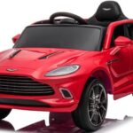 Aston Martin 12v elektrische kinderauto met rubberen banden, leder zitje en meer!