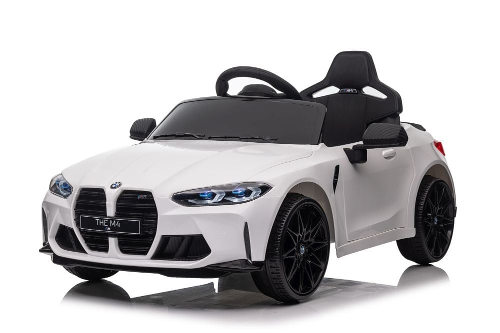 SX2418-white-0.jpg BMW M4, 12 volt elektrische kinderauto, Leder zitje, Rubberen banden, Kinder Accu Auto! - Afbeelding 1