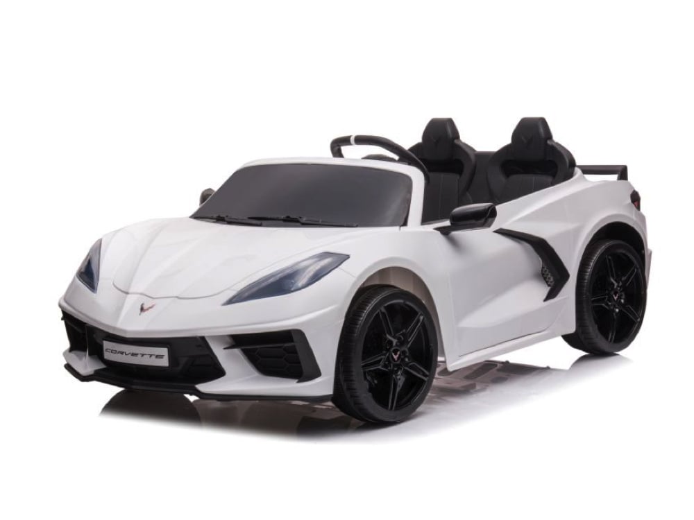 TR2203-white-0.jpg Corvette Stingray, 2-persoons elektrische kinder voertuig, 12 volt met rubberen banden, leder zitje en meer! - Afbeelding 1